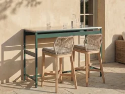 Set cucina da esterno 2 elementi con tavolo da bar MAENZA Metallo Verde