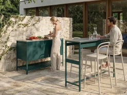 Set cucina da esterno 2 elementi con tavolo da bar MAENZA Metallo Verde
