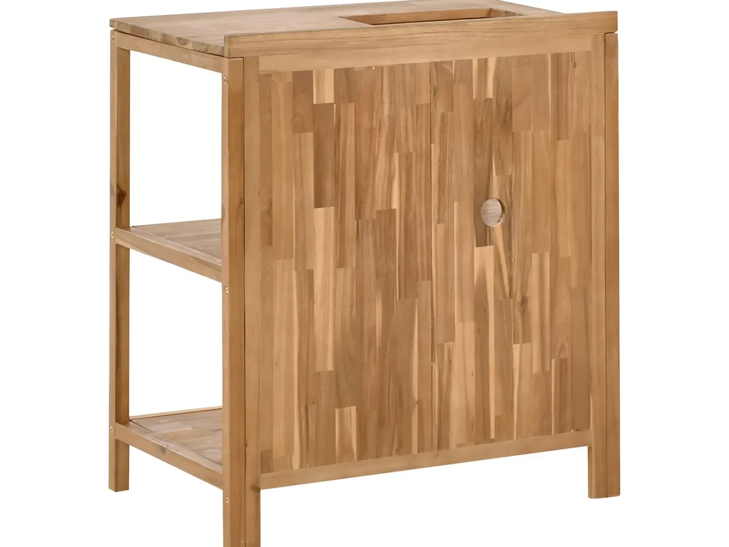 Set cucina da esterno 3 elementi con lavello VENOSA Legno d'acacia Marrone/Nero