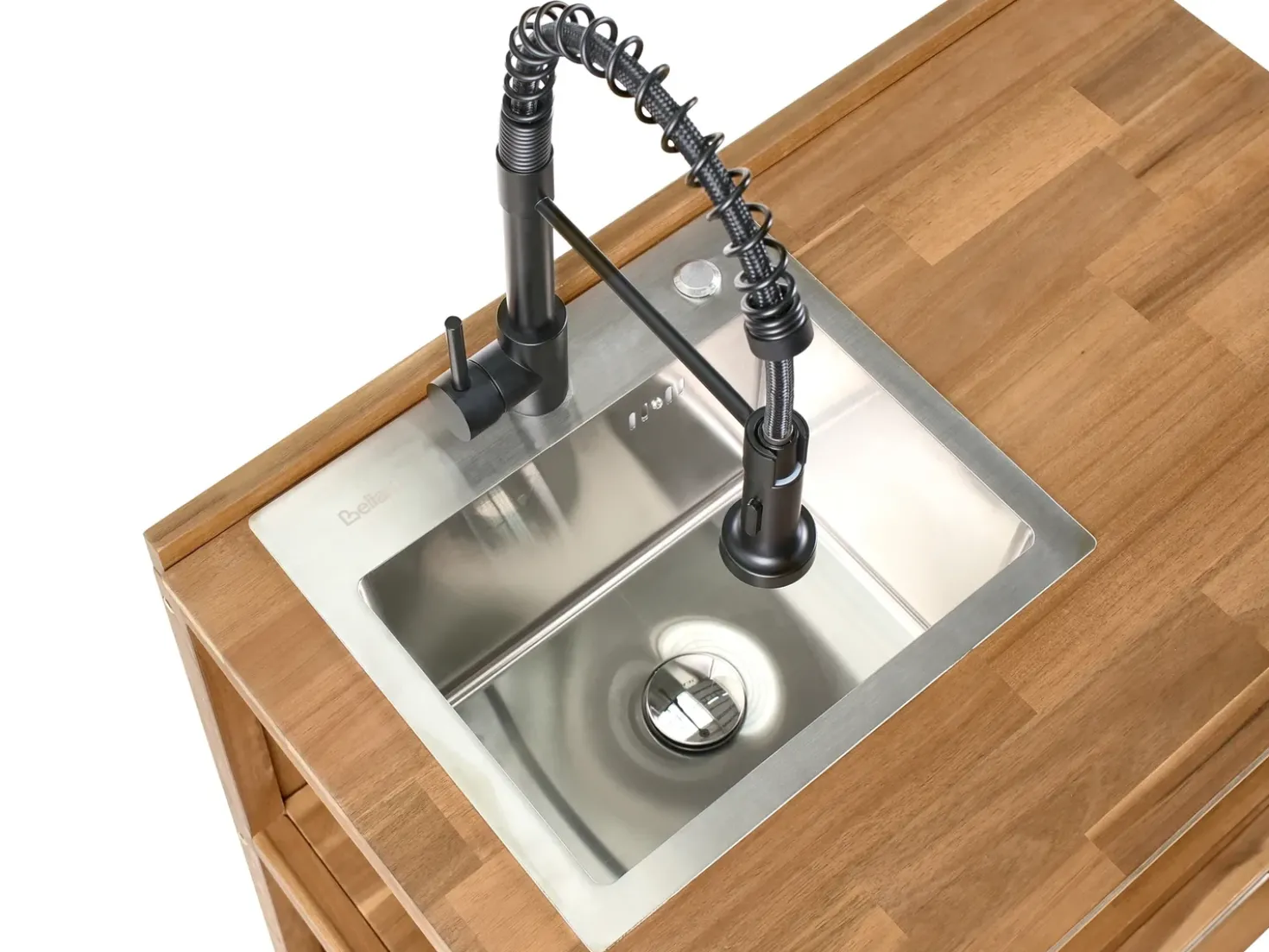 Set cucina da esterno 3 elementi con lavello VENOSA Legno d'acacia Marrone/Nero