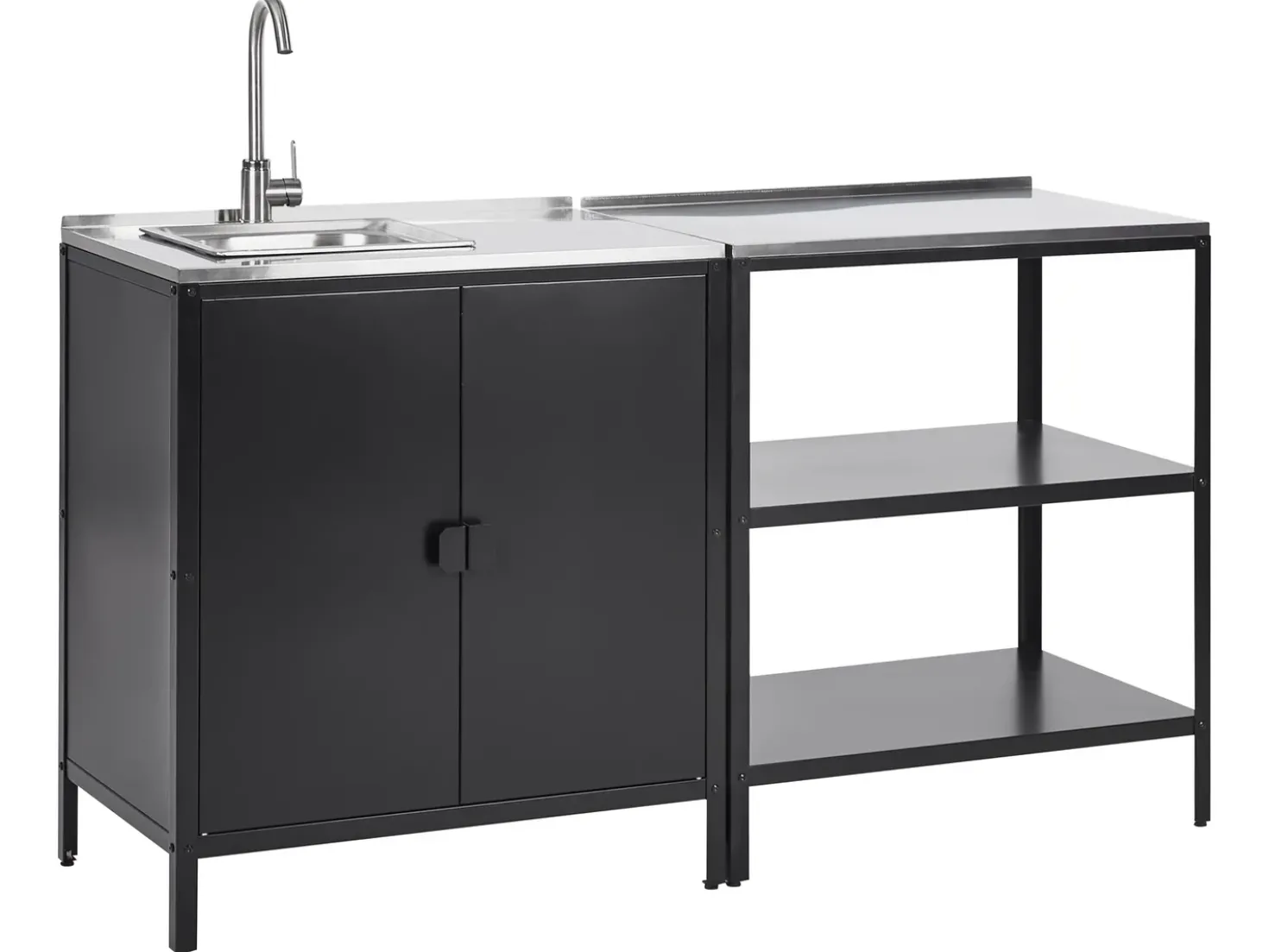 Set cucina da esterno 2 elementi con lavello VILAMA Metallo Nero