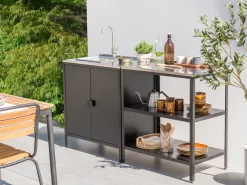 Set cucina da esterno 2 elementi con lavello VILAMA Metallo Nero