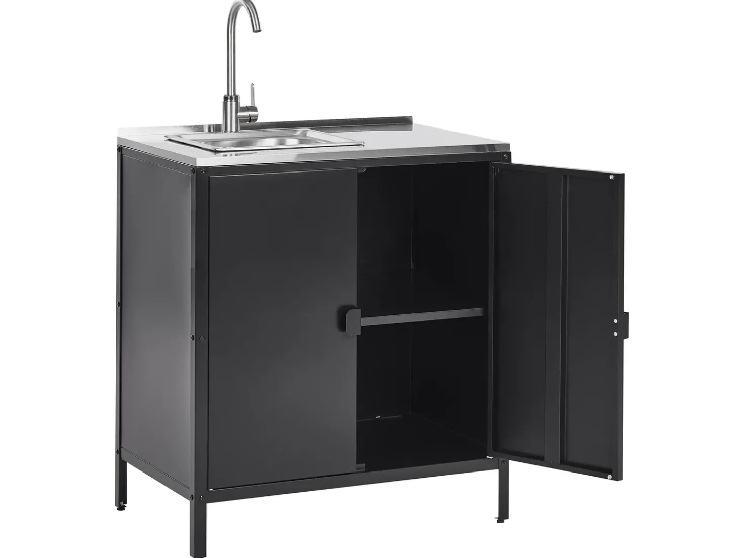 Set cucina da esterno 2 elementi con lavello VILAMA Metallo Nero