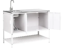 Set cucina da esterno 3 elementi con lavello MAENZA Metallo Bianco