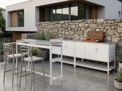 Set cucina da esterno 3 elementi con lavello MAENZA Metallo Bianco