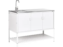 Set cucina da esterno 3 elementi con lavello MAENZA Metallo Bianco