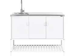 Set cucina da esterno 3 elementi con lavello MAENZA Metallo Bianco