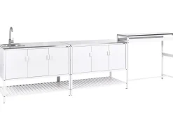 Set cucina da esterno 3 elementi con lavello MAENZA Metallo Bianco