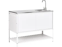 Set cucina da esterno 3 elementi con lavello MAENZA Metallo Bianco