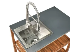 Set cucina da esterno 3 elementi con lavello BRUCOLI Legno d'acacia Marrone/Argento