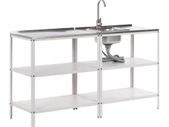 Set cucina da esterno 2 elementi con lavello VILAMA Bianco
