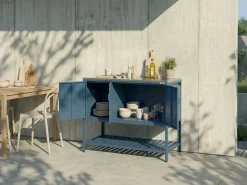 Set cucina da esterno 2 elementi con tavolo da bar MAENZA Metallo Blu