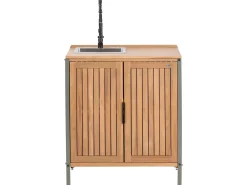 Set cucina da esterno 3 elementi con lavello IVREA Legno di acacia certificato Marrone/Nero