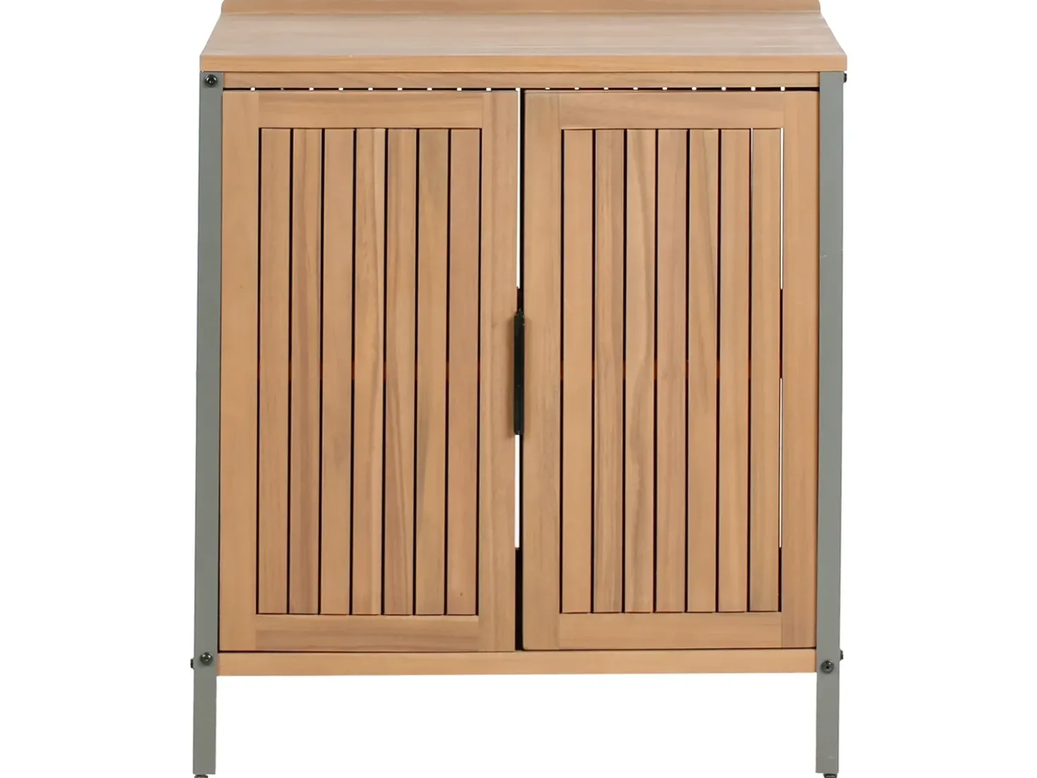 Set cucina da esterno 3 elementi con lavello IVREA Legno di acacia certificato Marrone/Nero