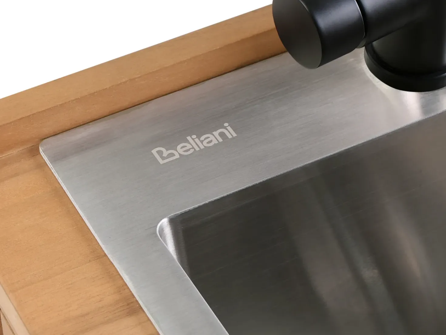 Set cucina da esterno 3 elementi con lavello IVREA Legno di acacia certificato Marrone/Nero