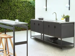 Set cucina da esterno 3 elementi con lavello MAENZA Metallo Nero