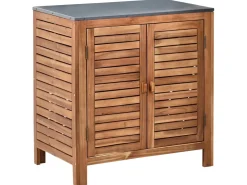 Set cucina da esterno 3 elementi con lavello BRUCOLI Legno d'acacia Marrone/Nero
