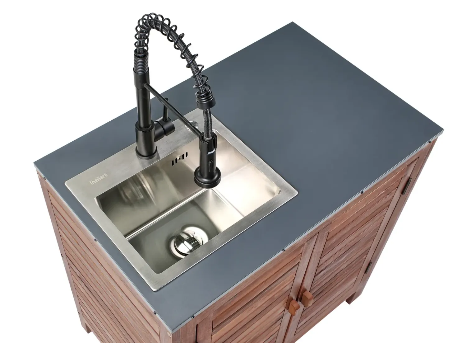 Set cucina da esterno 3 elementi con lavello BRUCOLI Legno d'acacia Marrone/Nero