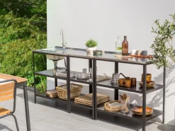 Set cucina da esterno 3 elementi con lavello VILAMA Metallo Nero