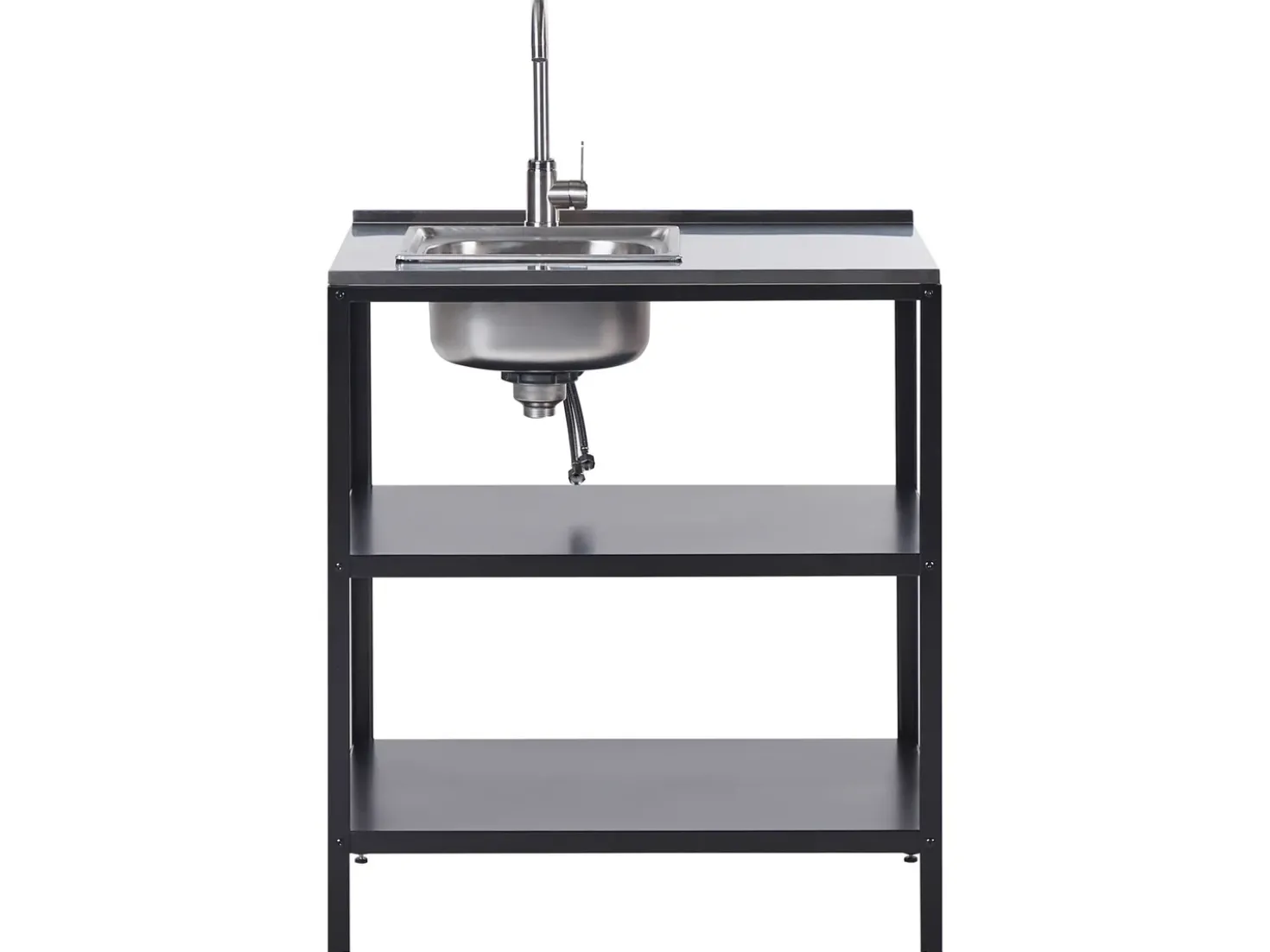 Set cucina da esterno 3 elementi con lavello VILAMA Metallo Nero