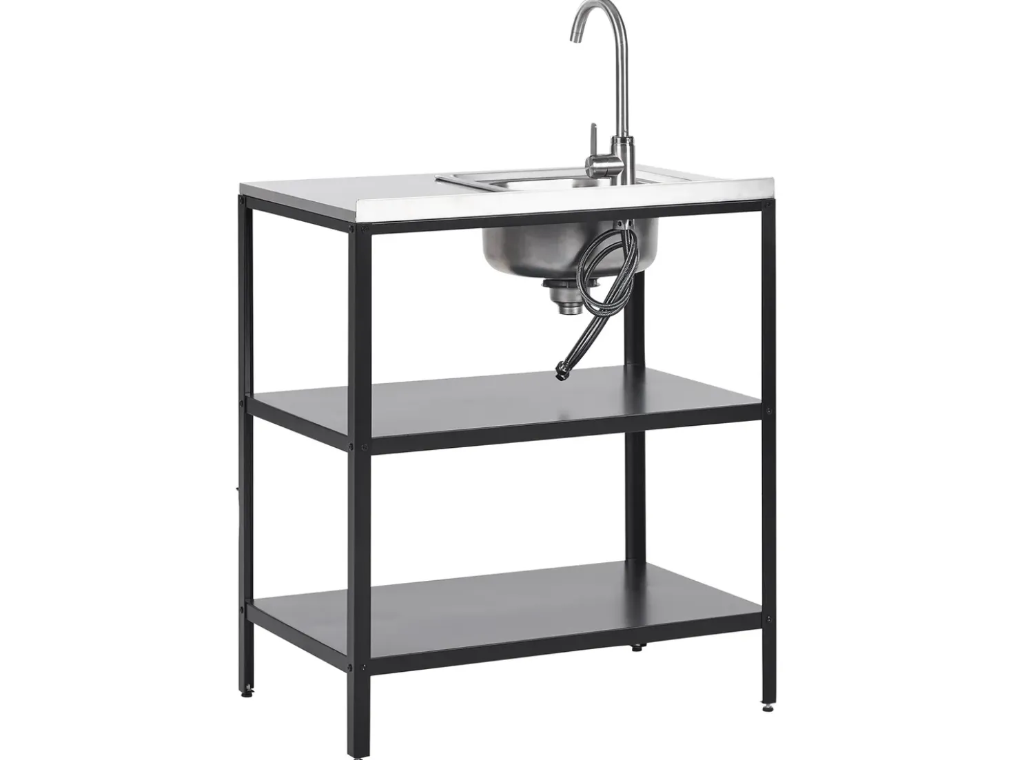 Set cucina da esterno 3 elementi con lavello VILAMA Metallo Nero