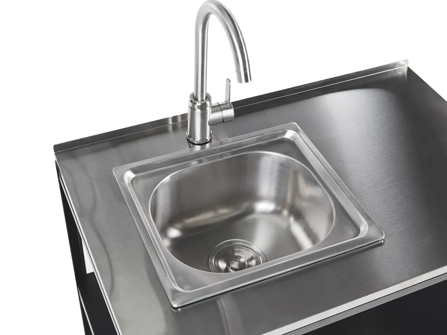 Set cucina da esterno 3 elementi con lavello VILAMA Metallo Nero