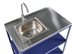 Set cucina da esterno 3 elementi con lavello VILAMA Metallo Blu