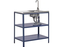 Set cucina da esterno 3 elementi con lavello VILAMA Metallo Blu