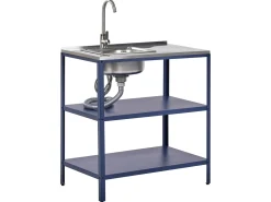Set cucina da esterno 3 elementi con lavello VILAMA Metallo Blu