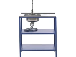 Set cucina da esterno 3 elementi con lavello VILAMA Metallo Blu