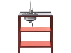 Set cucina da esterno 3 elementi con lavello VILAMA Metallo Rosso