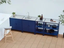 Set cucina da esterno 4 elementi con lavello VILAMA Metallo Blu
