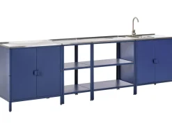 Set cucina da esterno 4 elementi con lavello VILAMA Metallo Blu