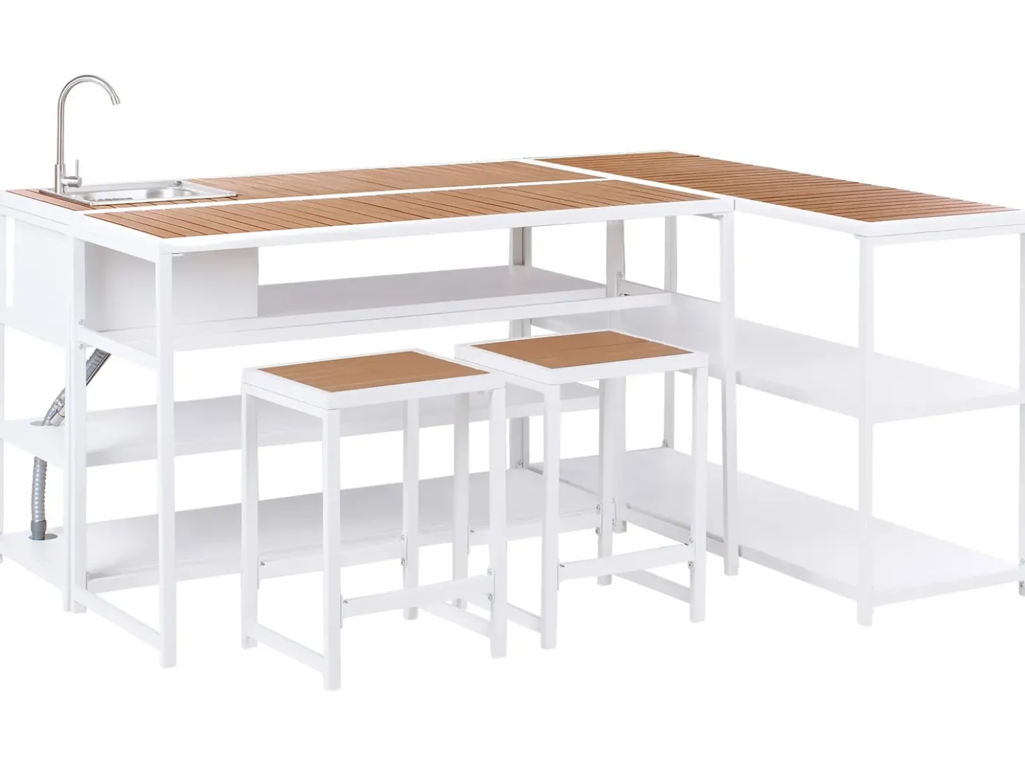 Set cucina da esterno con lavello AVETRANA Metallo Marrone/Bianco