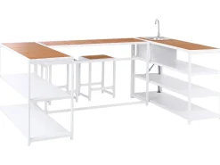 Set cucina da esterno con lavello AVETRANA Metallo Marrone/Bianco