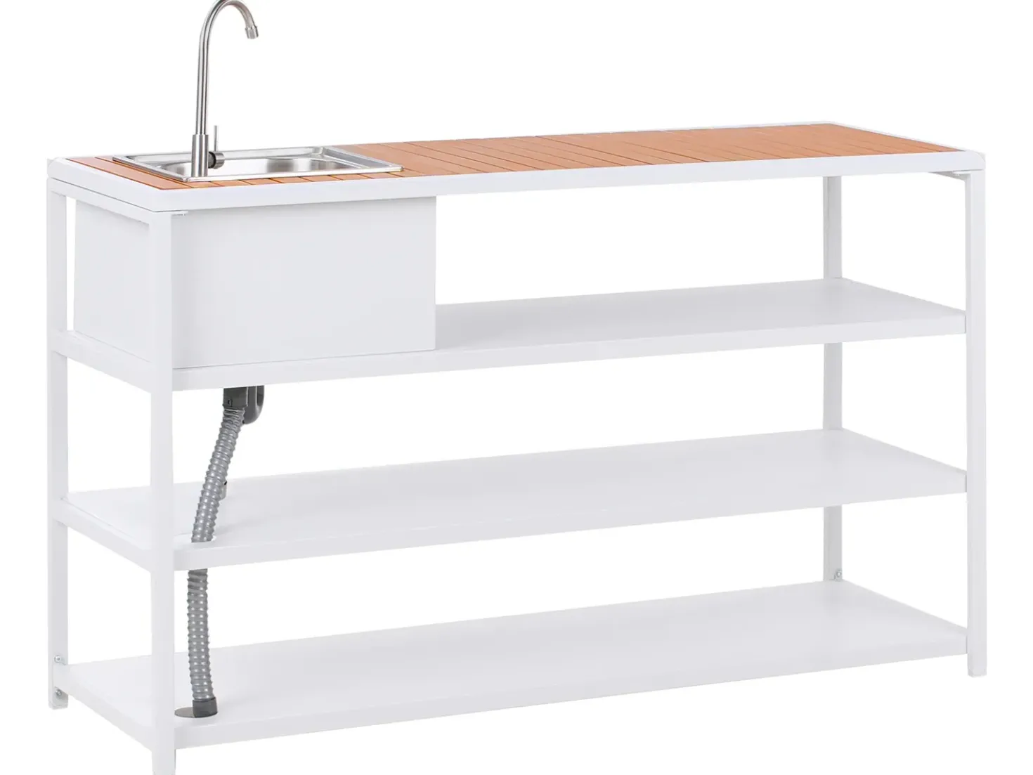 Set cucina da esterno con lavello AVETRANA Metallo Marrone/Bianco