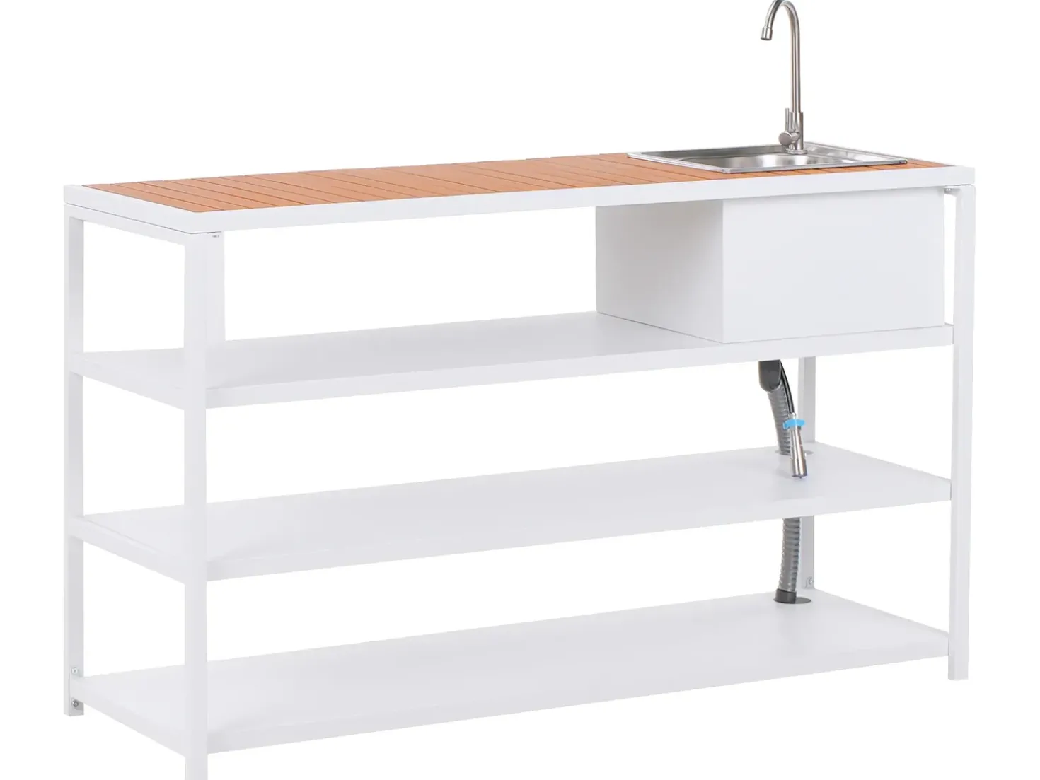 Set cucina da esterno con lavello AVETRANA Metallo Marrone/Bianco
