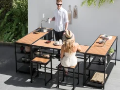 Set cucina da esterno con lavello AVETRANA Metallo Nero
