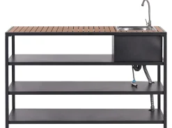 Set cucina da esterno con lavello AVETRANA Metallo Nero
