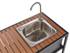 Set cucina da esterno con lavello AVETRANA Metallo Nero