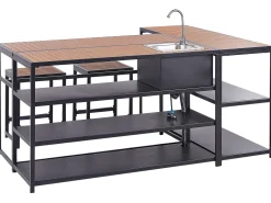 Set cucina da esterno con lavello AVETRANA Metallo Nero