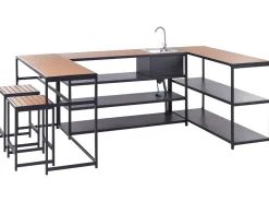 Set cucina da esterno con lavello AVETRANA Metallo Nero