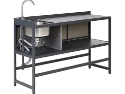 Set cucina da esterno con lavello ORTISEI Metallo Grigio grafite