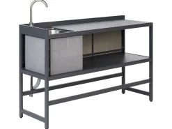 Set cucina da esterno con lavello ORTISEI Metallo Grigio grafite