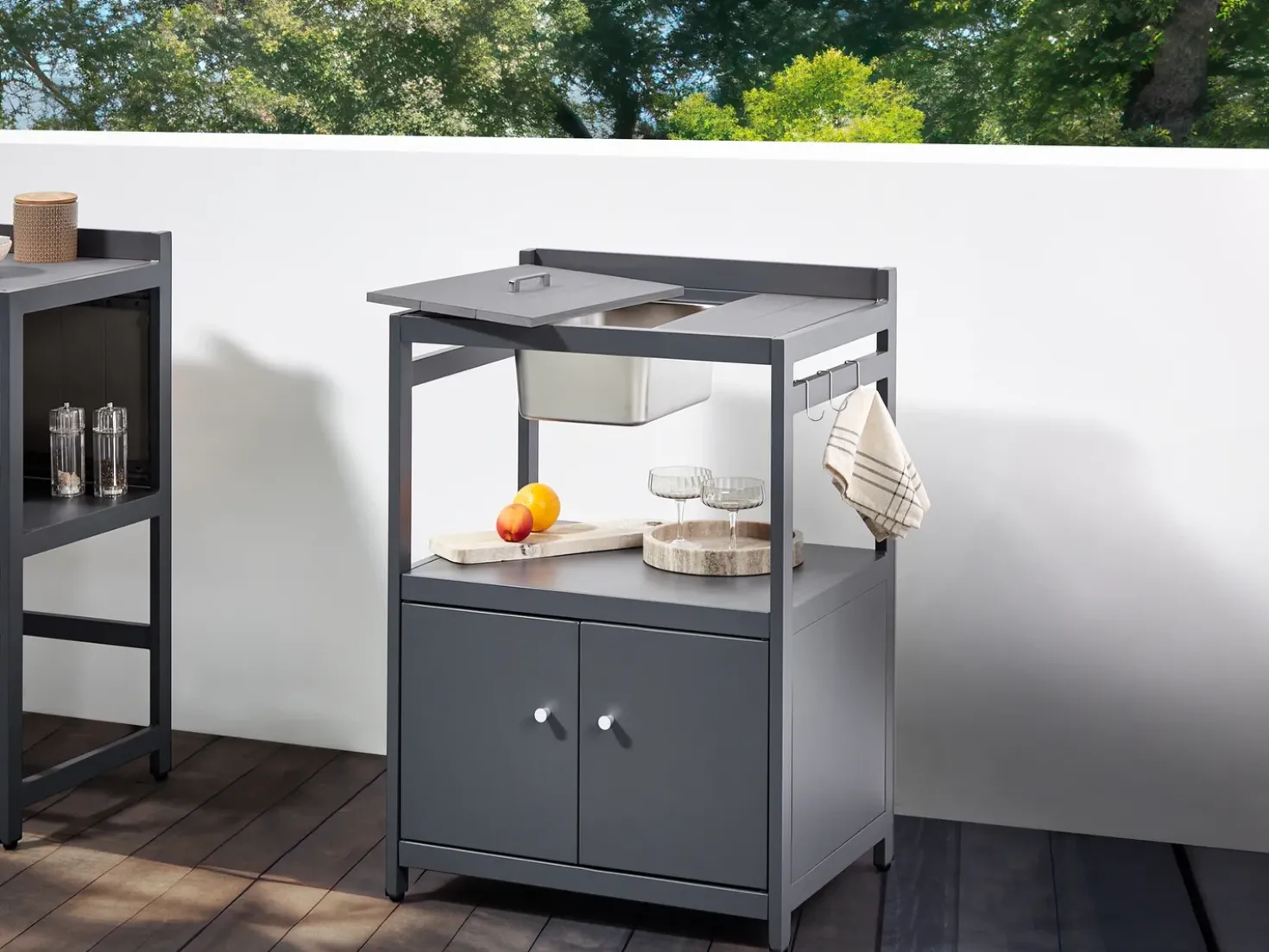 Set cucina da esterno con lavello ORTISEI Metallo Grigio grafite