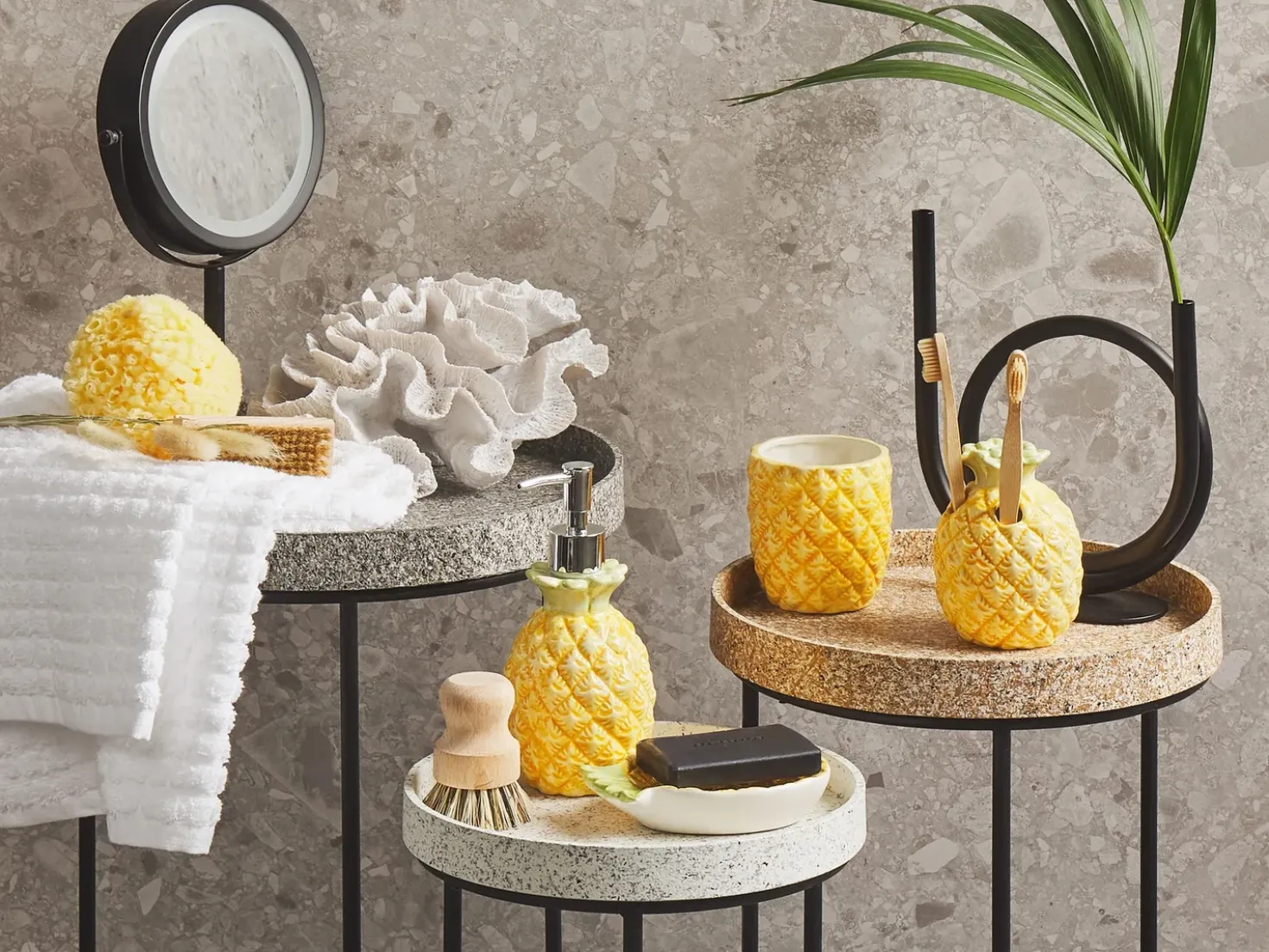 Set da 4 accessori per il bagno MAICAO Ceramica Giallo