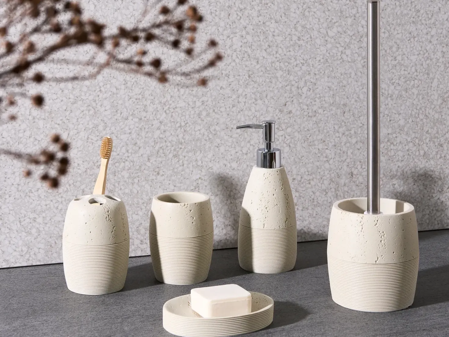 Set da 5 accessori per il bagno YARAPA Beige chiaro