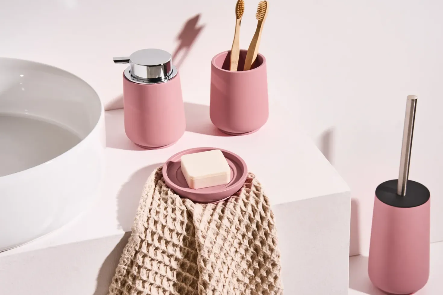 Set da 4 accessori per il bagno SUCHES Rosa