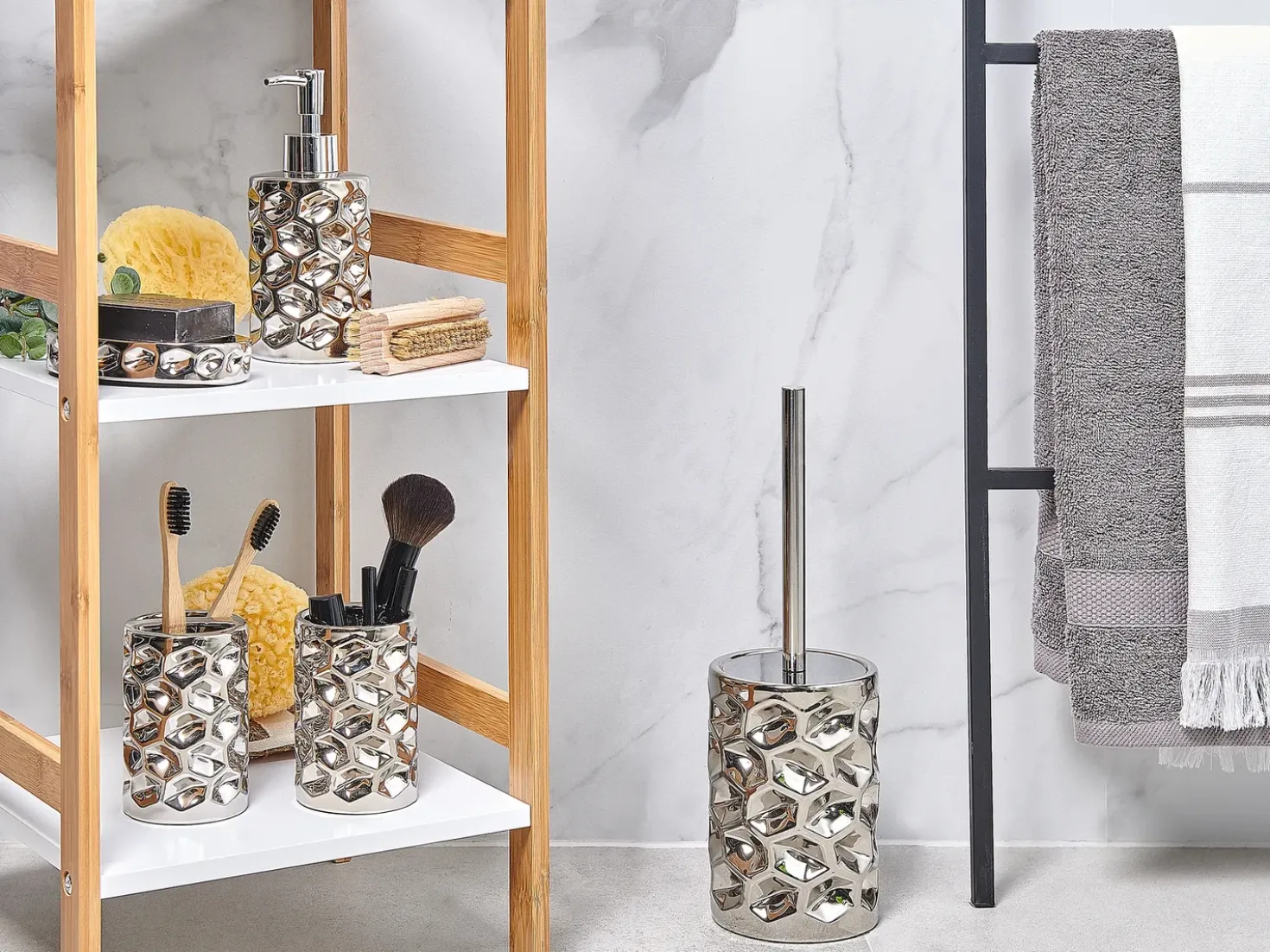 Set da 5 accessori per il bagno TIRUA Ceramica Argento