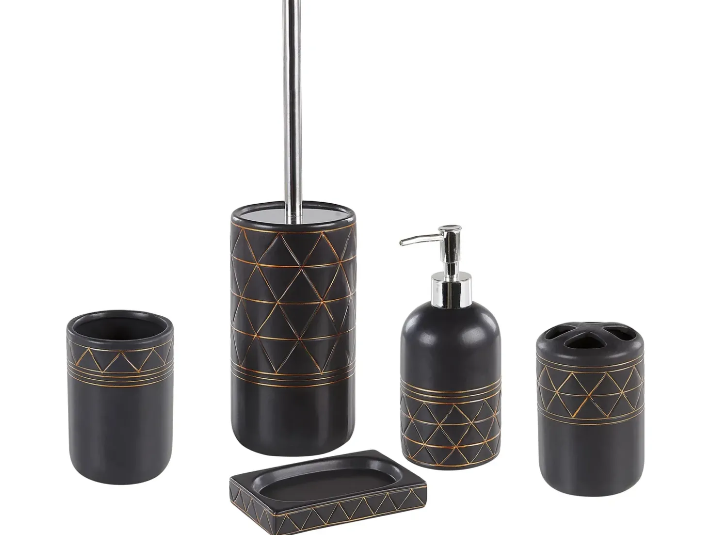 Set da 5 accessori per il bagno LANCO Ceramica Nero